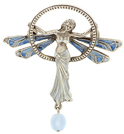 Damen-Brosche Fee Jugendstil Emaille Strass Anstecknadel