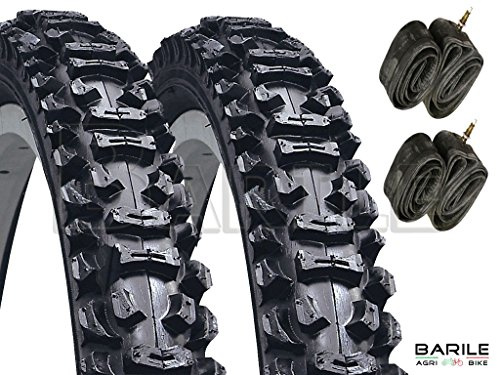 Lot de 2 pneus 20 x 1.95 (50 - 406) pour vélo VTT Noir + 2 chambres à air