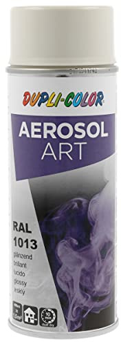 DUPLI-COLOR AEROSOL ART RAL 1013 perlweiß glänzend 400 ml, Spraylack für vielseitigen Einsatz, schnelltrocknend, hohe Deckkraft, für Innen- und Außenbereiche geeignet