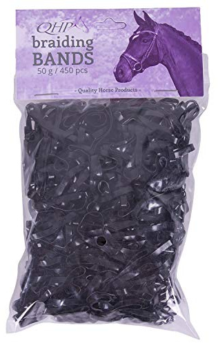 QHP 450 brett gummiflätband, 50 G, Svart