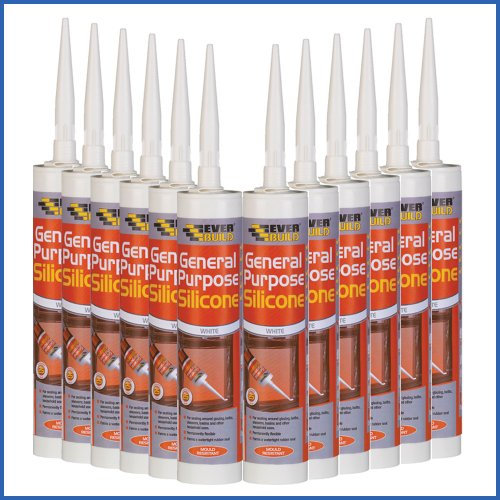 12X Everbuild General Purpose Black Silicone Sealant Anti Fungal