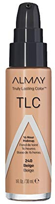 Almay Liquid Foundation, Truly Lasting Color, Long Wearing Natural Finish, Vitamin E and Lemon Extract, Hypoallergenic, Cruelty-Free, Dermatologist Tested, 240 Beige, 1 fl oz