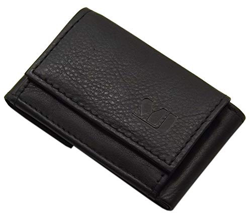 Kalbsleder Mini Geldbörse/Geldbeutel/Portemonnaie/Portmonaise/Geldtasche/Portmonee MJ-Design-Germany in Schwarz