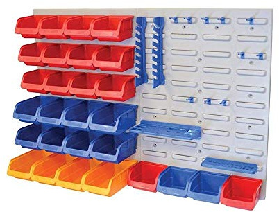 Faithfull FAIPAN43 Storage Bin Set with Wall Panels (43 Pieces),Grey