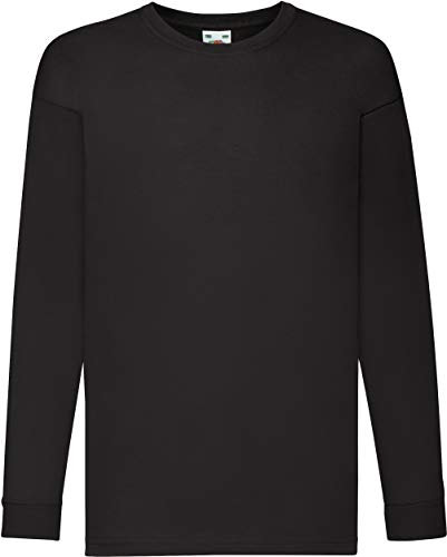 Fruit of the Loom Valueweight Children's Long-Sleeve T-Shirt Choice of Colours - Black - One Size
