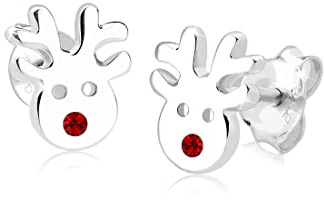 Elli Ohrringe Kinder Rentier Motiv Verspielt mit Kristallen aus 925 Sterling Silber