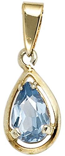 Jobo Damen Anhänger Tropfen 333 Gold Gelbgold 1 Spinell blau Goldanhänger