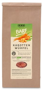 GRAU L’original Légumes Séchés Pour Menus BARF Pour Chiens, Dés De Carotte, Lot De 1 (1 x 500 g), Complément Alimentaire Pour Chiens