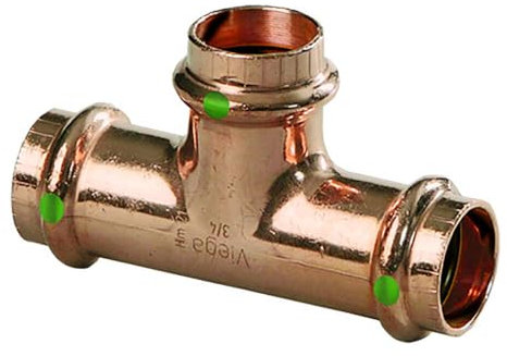 Viega 77377 ProPress Zero Lead Copper Tee with 1/2-Inch P x P x P, 10-Pack