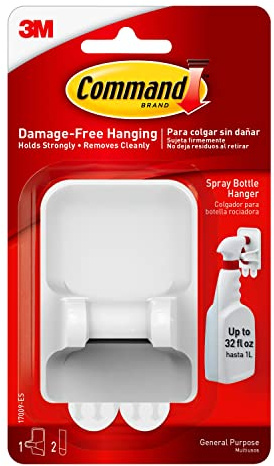 Command 17009 Grippers and Hangers: Spray Bottle Hanger (White), Damage Free Simple Cupboard Accessory, Organiser for Hanging Spray Bottles