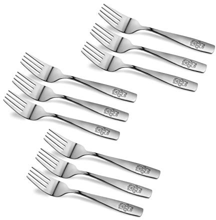 9 Piece Stainless Steel Kids Forks - Kids Cutlery, Toddler Safe Flatware, Silverware & Utensil Set for Home & Preschools