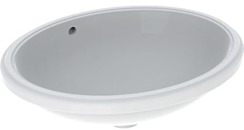 Geberit VariForm Lavabo sottopiano Ovale, 500x400mm, Senza Foro per Rubinetto, con troppopieno, colorazione: Bianco, con KeraTect - 500.753.00.2