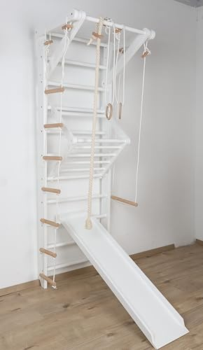 SportBaby Mur d’Escalade intérieur pour Enfants Sport-5-220-White échelle suédoise en Bois Massif – équipement Sportif Familial – Gym Maison