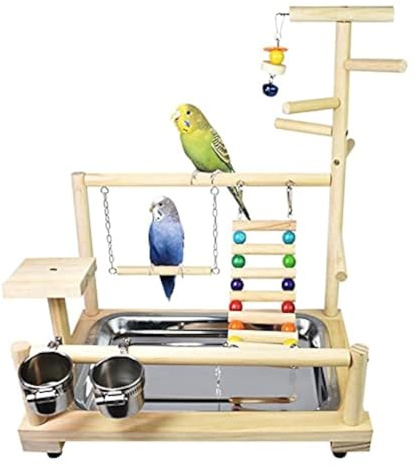 Supporto per pappagalli, parco giochi per uccelli, pesce persico per pappagalli, scaletta per pappagalli, altalena giocattolo per piccoli parrocchetti, calopsitte, fringuelli, pappagallini (37 x 26 x
