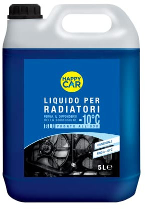 HappyCar - Liquido Radiatore Blu -10°C/+105°C, Anticongelante e Antiebollizione, Protezione Fino a 125.000 km, Adatto per Rabbocchi, Pronto all’Uso, 5L