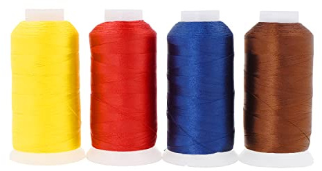 Mandala Crafts Brown Navy Blue Yellow Red Heavy Duty Thread - 6000 Yds Tex 90 Bonded Polyester Thread Outdoor Marine Upholstery