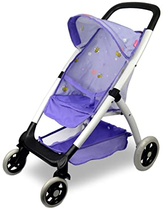 ANIVIA Puppen-Regenschirm-Kinderwagen, Toys Babypuppen-Kinderwagen für Kleinkinder mit Korb und stummen Rädern, ideal für Babypuppen bis 18 Lila