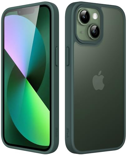 JETech Matte Case for iPhone 13 Mini 5.4-Inch, Shockproof Military Grade Drop Protection, Frosted Translucent Back Phone Cover, Anti-Fingerprint (Dark Green)