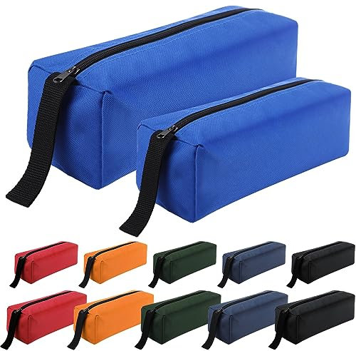 Paterr 12 Pcs 2 Sizes Waterproof Tool Bag Oxford Tool Pouches with Zipper Versatile Organizer Pouch Zippered Multipurpose Zipper Bags for Organizer Screwdriver Pliers Wrench Scattered Tools, 6 Colors