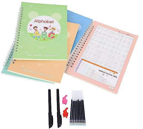 5 Stück Übungsheft Für Kinder, Handschrift-Übungsbuch, Englisches Magisches Übungsheft, Wiederverwendet Schreibübungsbuch Mit Stiften Für Kinder Im Vorschulalter (20 X 14 X 0,5 cm)