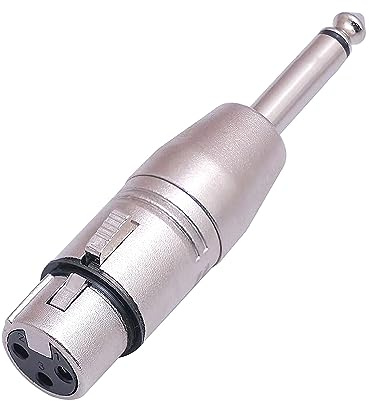 Sairps XLR Female to 1/4 TS Microphone Adapter, 6.35mm Mono Plug to 3 Pin XLR Female Jack Connector, Female XLR to Quarter inch Converter