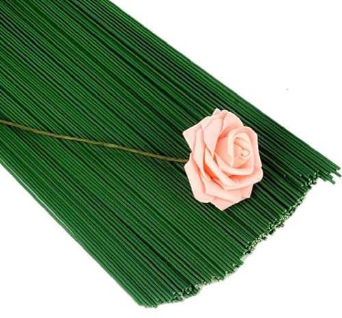 JSKWIKE 100 Pcs Steckdraht, grün lackiert Beutel Floristendraht Blumenstieldraht Blumendraht Drahtstab zum Basteln
