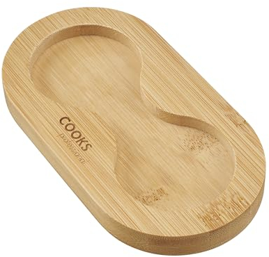 Cooks Professional Bamboo Salt and Pepper Mill Tray | Modern & Stylish Wooden Stand for Condiment Grinders | Kitchen Countertop Worktop & Dining Table Protector | 16 x 8.5cm