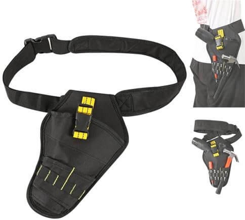 Heavy-Duty Impact Driver Holster with Belt Adjustable,Impact Driver Holster Drill Holster for Tools and Drill Bits,Drill Holster Tool Pouch Belts Waist Bags(Black, with Belt)