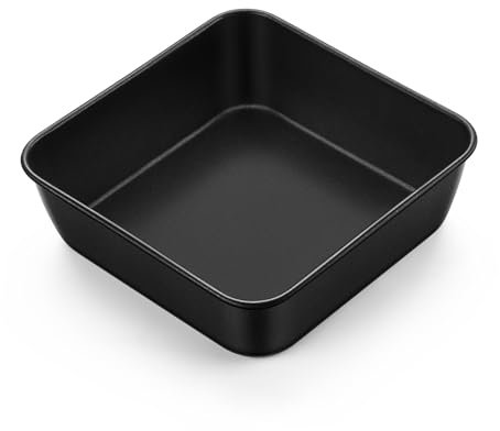 Onader Plat à four carré, en acier inoxydable, avec revêtement antiadhésif, idéal pour les gâteaux, brownies, lasagnes, sain et facile à nettoyer, 15,9 x 15,9 x 5 cm