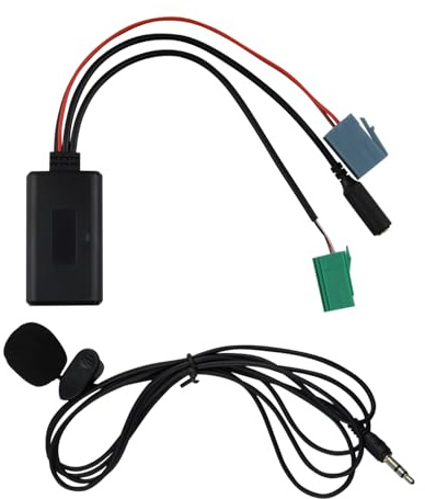 Flylin Bluetooth ljudadapter, Bluetooth-adapter bil aux-kabel 6-polig AUX-IN-kabel ljuddelare med mikrofon, bilstereo AUX-IN-adapter kompatibel med Renault Clio/Espace/Kangoo/Laguna