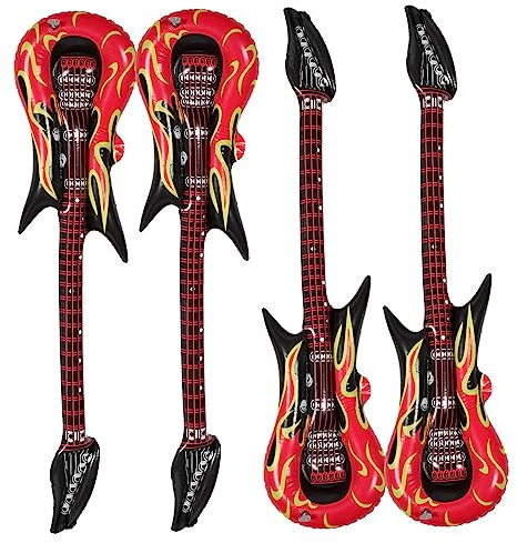 SOIMISS 4piezas Guitarras Inflables Portátiles con Diseño Creativo Llamativo para Niño Niña y Decoraciones De Escenario Divertidas y Resistentes