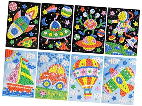 ERINGOGO 4stücke Eva Diamant Aufkleber Bilder Handgemacht Diy Bilder Bastelmaterial Für Junge Mädchen Astronaut Raumschiff Ufo