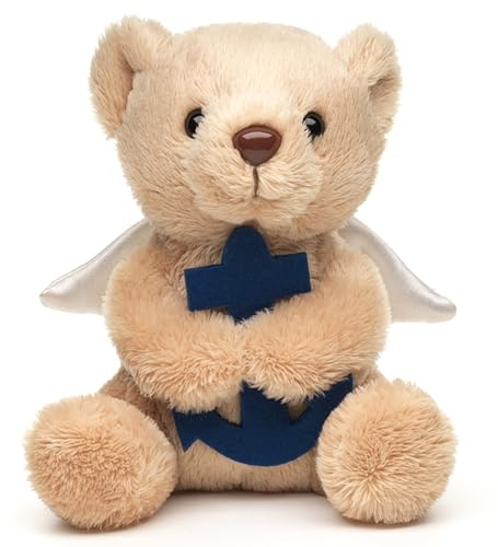 Uni-Toys - Ours en Peluche Ange Gardien avec Ancre Bleue - Peluche - 13 cm (Hauteur) - Doudou