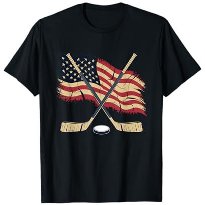 Camiseta De Hockey con Bandera Americana para Hombre Y Niña, Camiseta