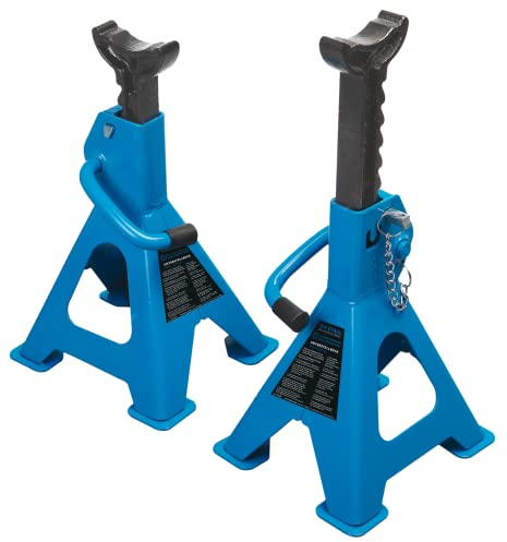 SW-Stahl 20455L Unterstellbock, 2 t I 1 Paar I 2 Stück I Kfz Bock I Unterstellbock höhenverstellbar Auto I Reifen Stützbock I Stützböcke 2t I Arbeitsböcke Metall I Kfz Unterstellböcke Set