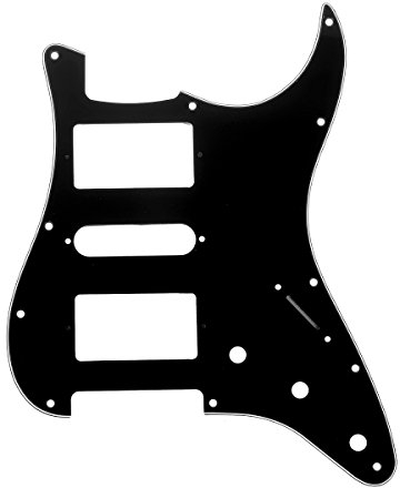 Musiclily Pro 11 Löcher HSH Strat Pickguard Gitarren Schlagbrett für Fender American/Mexican Standard Stratocaster Modern Style E-Gitarre,3 lagig Schwarz