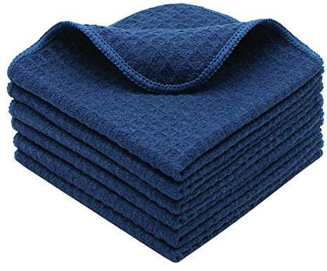 VeraSong Microfiber Kitchen Cleaning Cloth Thick Dish Rags Waffle Weave Washcloths Dish Cloths Ultra Absorbent Odor Free 12inch X 12inch 6 Pack Navy Blue