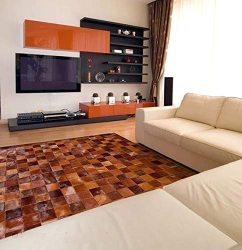 Vip Leather Nueva Alfombra de Piel de Vaca Patchwork. Diseno Exclusivo. Cod Mic 20 (90 x 120 cm)