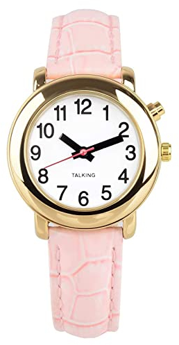 ViLoSa English Talking Watch Speaks The Time, Date or Alarm time for Elderly, Impaired Sight or Blind. White Face-Black Numbers with Stainless Expand Strap …