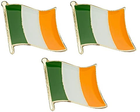 3 X Ireland National Flag Metal Enamel Pin Badges – 1.9 x 1.6 cm Irish Tricolour Lapel Pins – Hard Enamel with Secure Clasp for National Pride, Cultural Events, Travel, and Collectors