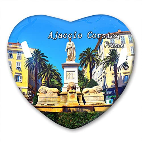 France Ajaccio Corse Aimant de réfrigérateur en verre cristal en forme de cœur