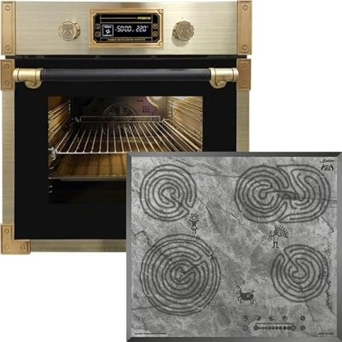 Kaiser Four pyrolyse »EH 6427 AD+KCT 6715 F ère », four à encastrer pyrolyse rétro 73L verre noir 60 cm+plaque de cuisson électrique, plaque vitrocéramique noire, cuisinière encastrée