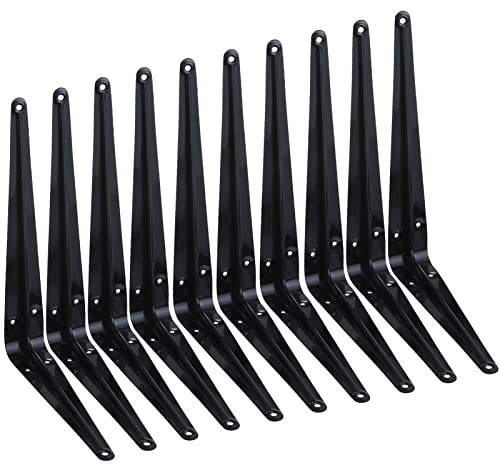 HEART ART 10 Pack Shelf Bracket 12 Inch ,Heavy Duty Shelf Brackets,Floating Shelf Bracket L Brackets,Metal Shelf Brackets for Wall, 12”L x 10”H x1.8”W