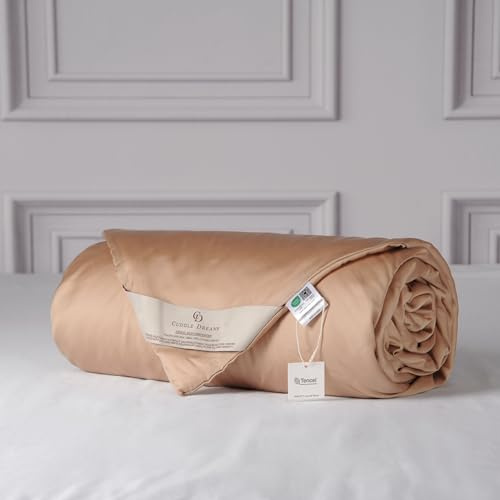 CUDDLE DREAMS Silk Comforter with Tencel™ Lyocell Cover, Natural, Breathable, Cooling, Lightweight for Summer (Bronze, Queen)