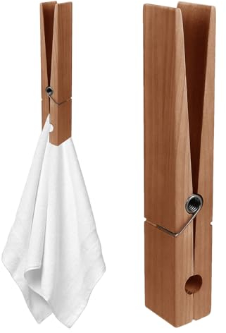 Sirseon Mollette giganti in Legno, molletta Grande - Porta Asciugamani da Bagno Clip Gigante per Vestiti | Grandi Clip per Vestiti in Legno salvaspazio e robuste per Soggiorno, Lavanderia e Camera