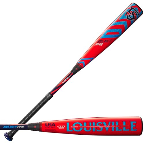 Louisville Slugger 2024 Selezionare PWR, Mazza da Baseball Unisex-Adolescente, Rosso/Blu, 76.20 cm