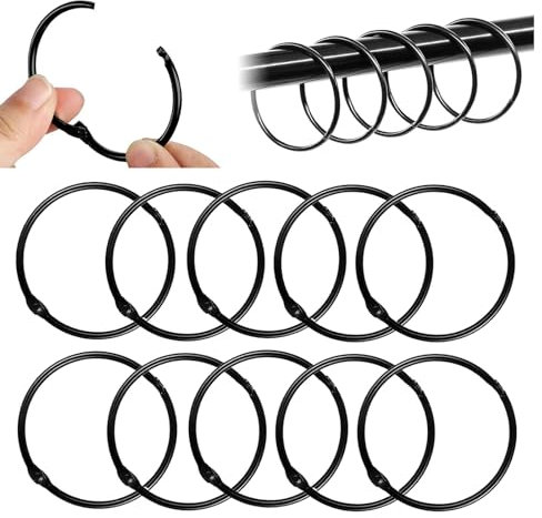 Funmo 40 Stück Duschvorhangringe 50mm - Gardinenringe Zum Öffnen, Vorhangringe, Haken, Rundringe, Vorhang Clips, Metallklammern für Badezimmer