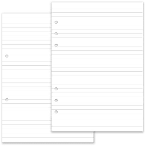 Linierte Blätter, Einlagen, Kalendereinlagen, A5, 50 Blatt, 100g weißes Papier, beschreibbar, Planereinlagen, Nachfüllpapier, Notizblätter, Liniertes Papier, gelocht, ungelocht