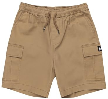 Quiksilver, Taxer Cargo Pantalones Cortos de Cintura elástica, Niño, 8 años, Lead Gray