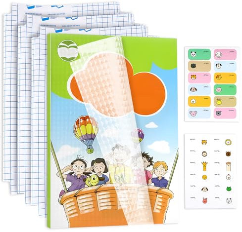 10 Stück Buchumschlag A4 transparent, Shyllin Buchumschlag mit 24 Aufklebern, Book Cover Protector, Schulbedarf, Buchfolie Selbstklebend Transparent, Geeignet für Studenten, Buchliebhaber